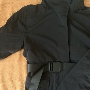 Lululemon Athletica black trench coat in slim fit